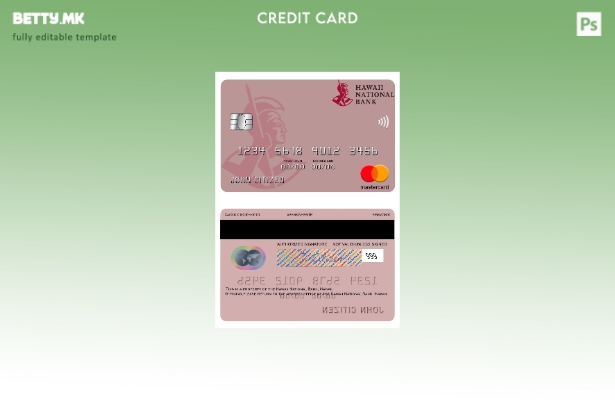 модерен стил Хаваи, Шаблон за мастер картички на Народната банка на Хаваи